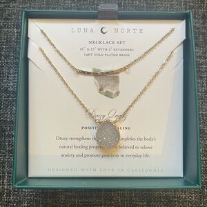 NIB Luna Norte double strand gold & quartz necklace
